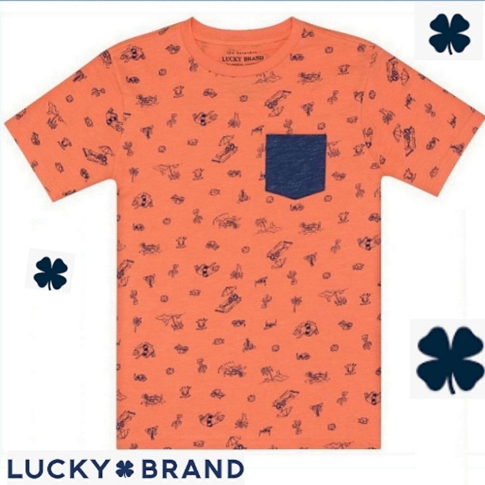 Lucky Brand Big Boys Summer Bear Pocket T-Shirt